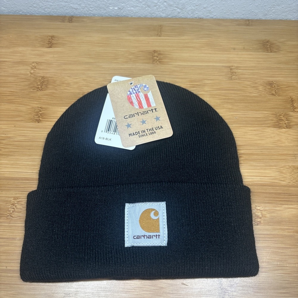 A18 Watch Hat Cap Carhartt One Size OSFM Knit Beanie Hat Cap Black NWT